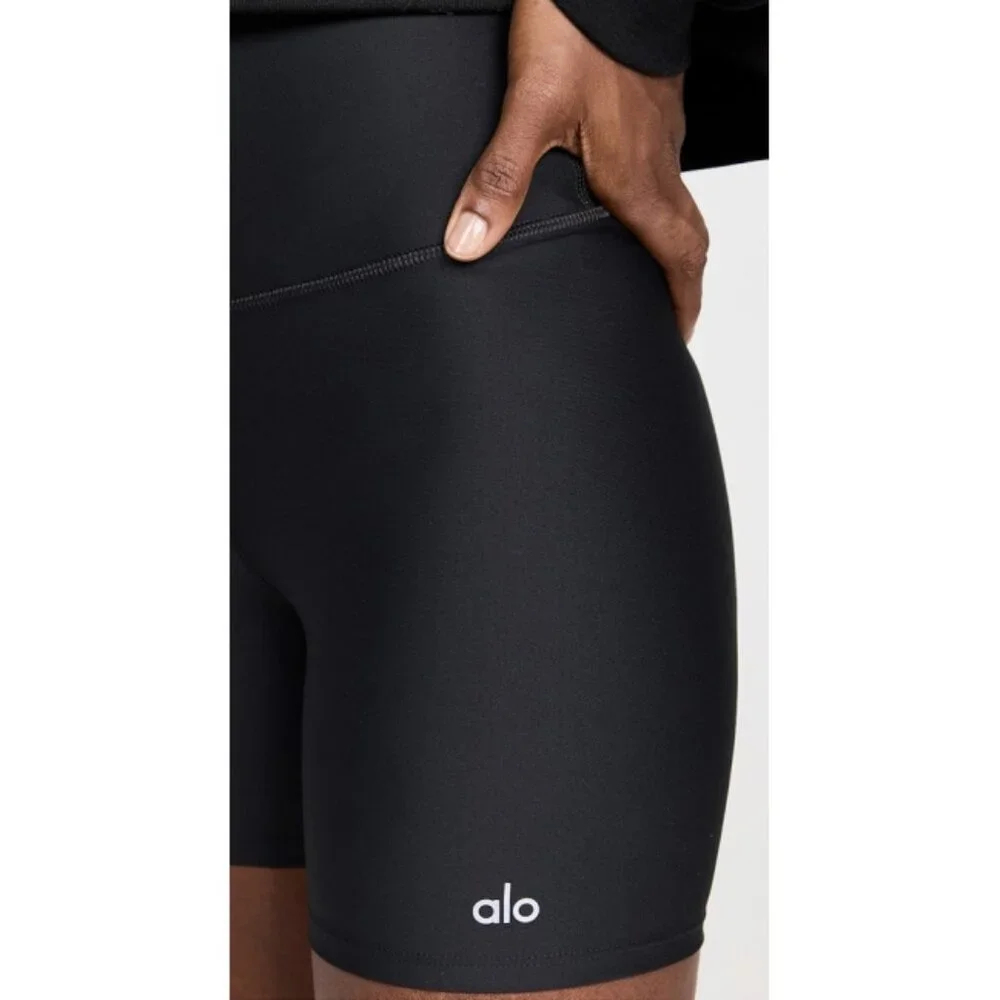 Alo High-Waist Airlift Biker Shorts Black Hi-Rise Waisted Bermuda Long Bike XS